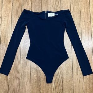 Alice and Olivia Navy Lynetta Long Sleeve Bodysuit